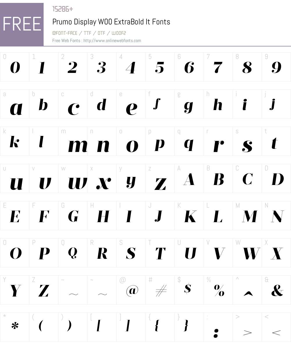 PrumoDisplayW00-ExtraBoldIt Font Screenshots