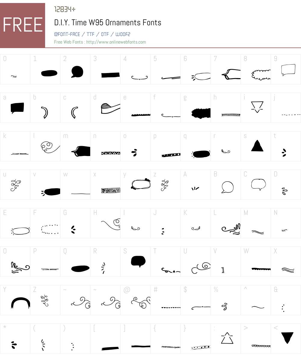 D.I.Y.TimeW95-Ornaments Font Screenshots