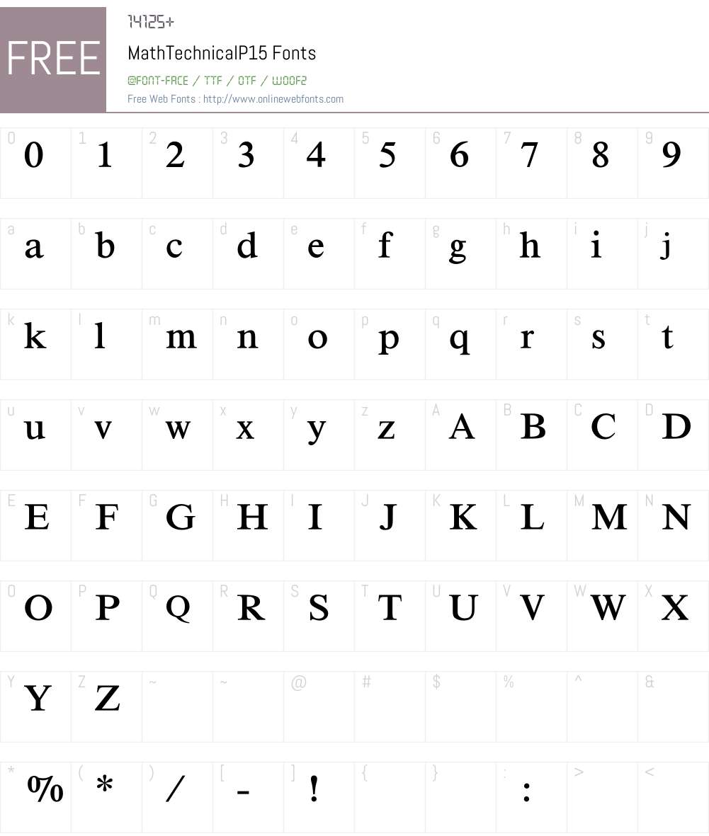 MathTechnical Font Screenshots