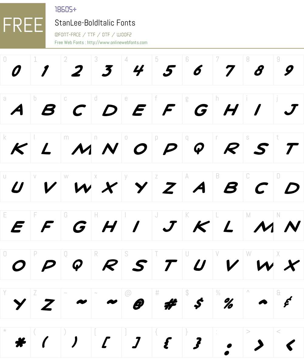 StanLee Font Screenshots