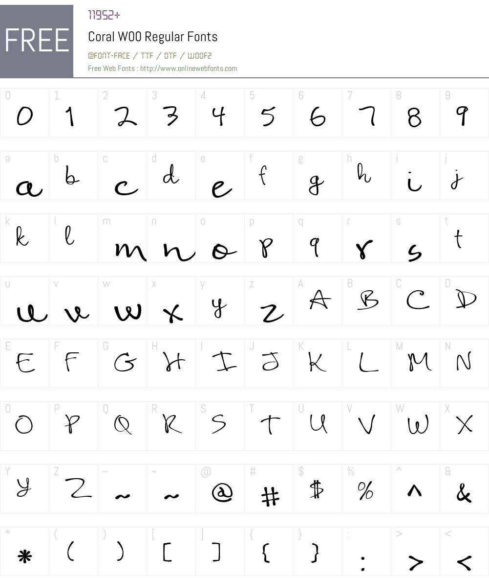 CoralW00-Regular Font Screenshots