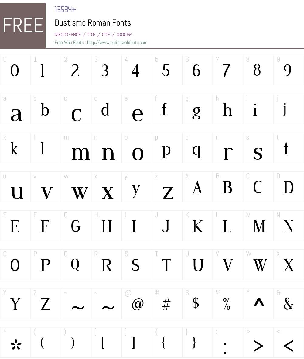 Dustismo Roman Font Screenshots