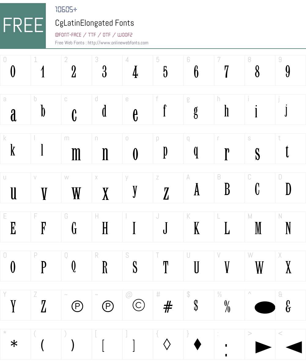 CgLatinElongated Font Screenshots