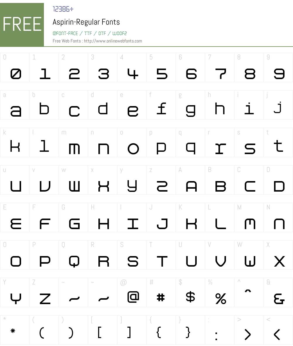 Aspirin Font Screenshots