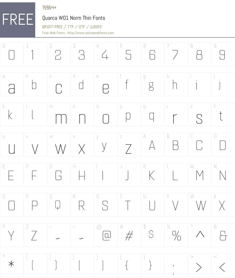 QuarcaW01-NormThin Font Screenshots