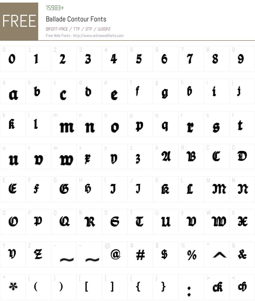 Ballade Contour Font Screenshots