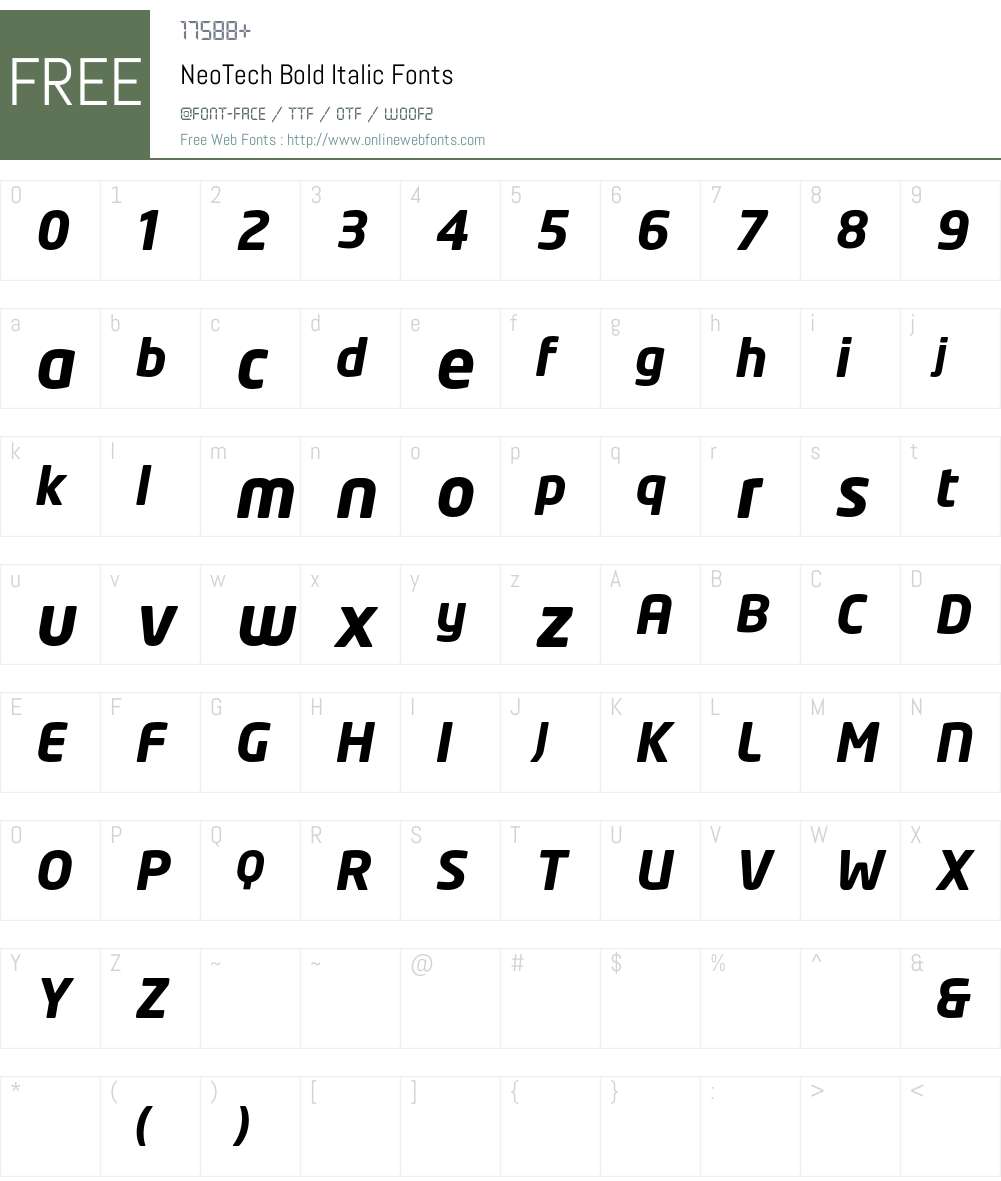 NeoTech Font Screenshots