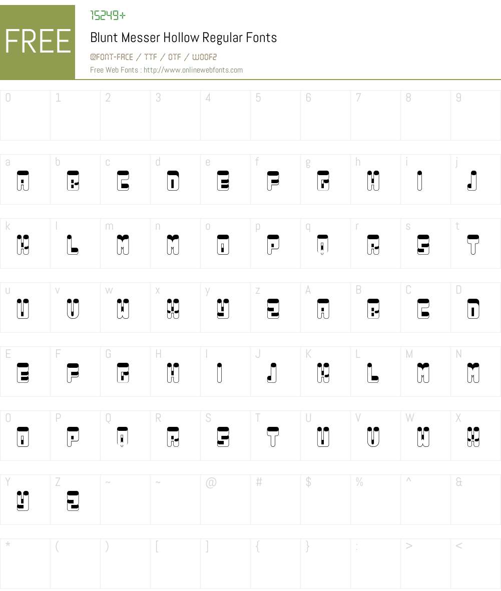 Blunt Messer Hollow Font Screenshots