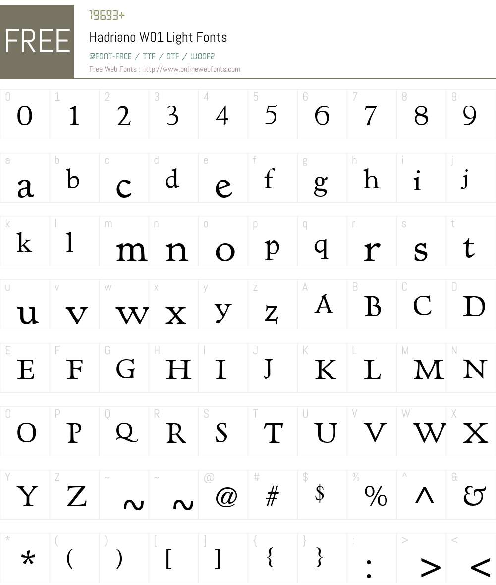 HadrianoW01-Light Font Screenshots