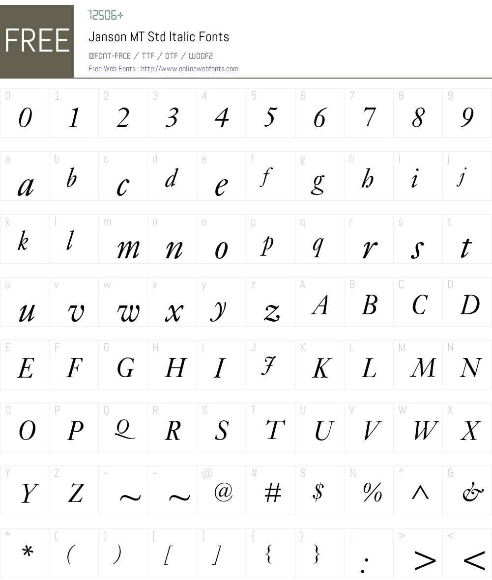 Janson MT Std Font Screenshots