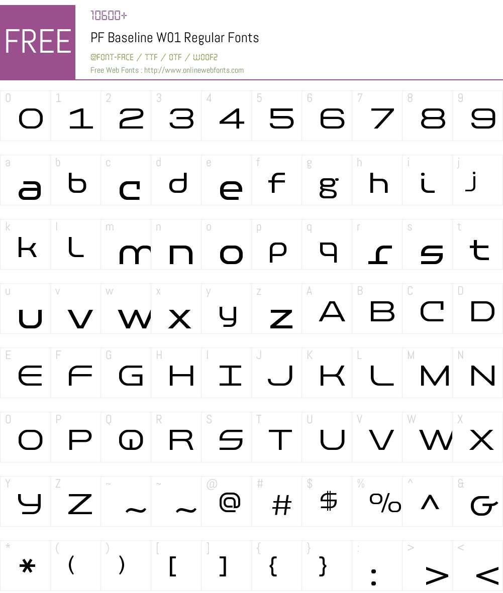 PFBaselineW01-Regular Font Screenshots