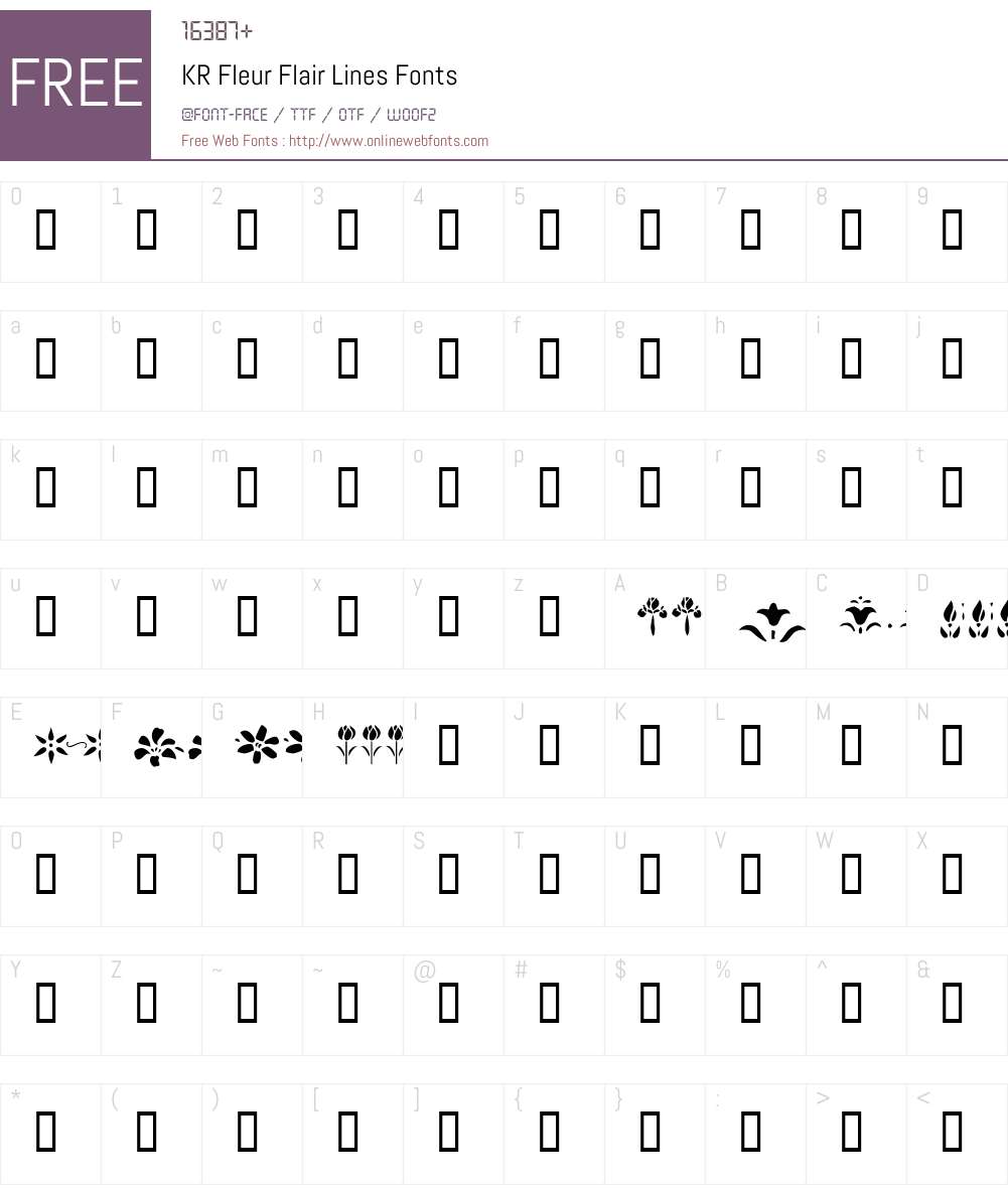 KR Fleur Flair Lines Font Screenshots