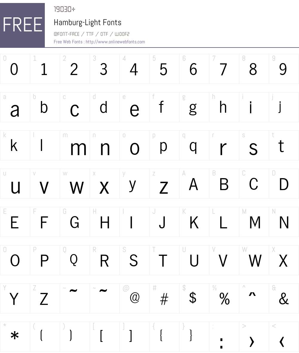 Hamburg-Light Font Screenshots