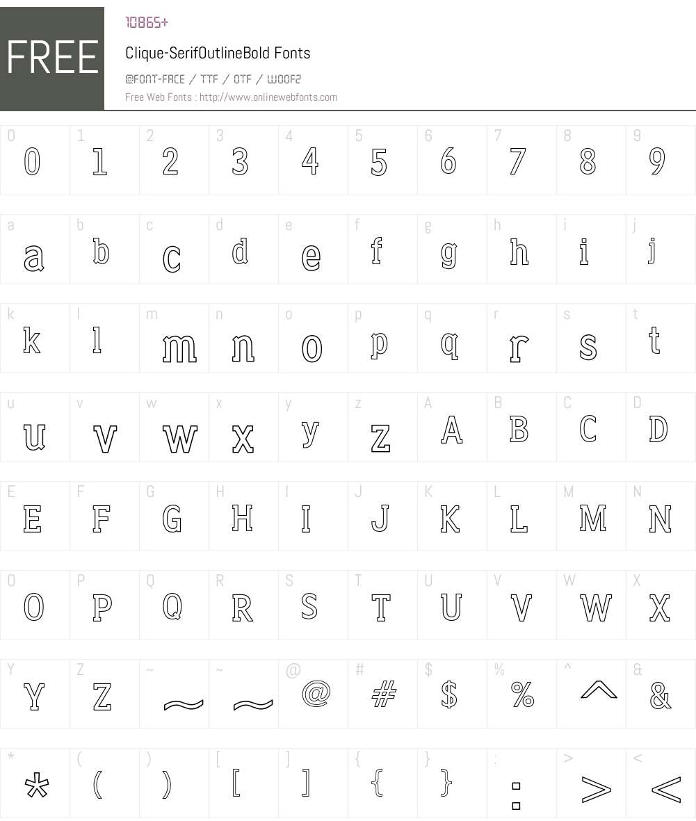 Clique-SerifOutline Font Screenshots