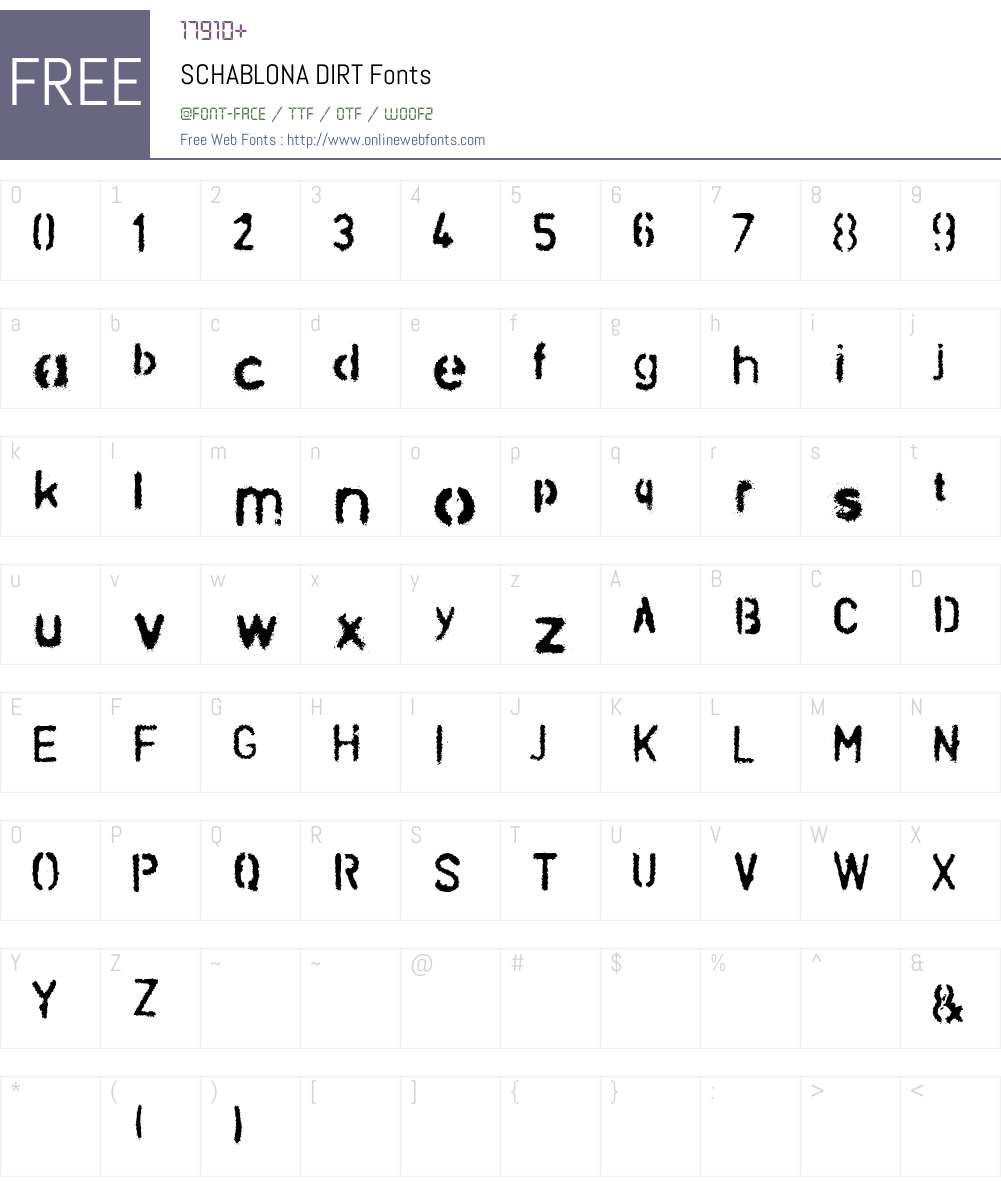 SCHABLONA DIRT Font Screenshots