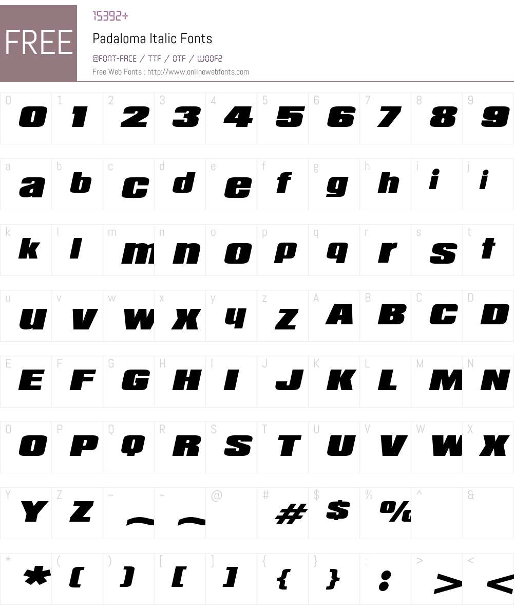 Padaloma Italic Font Screenshots