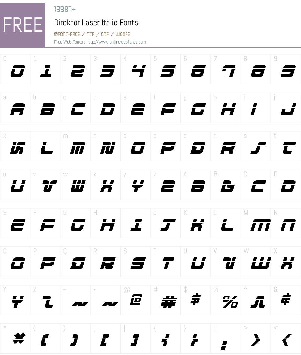 Direktor Laser Italic Font Screenshots
