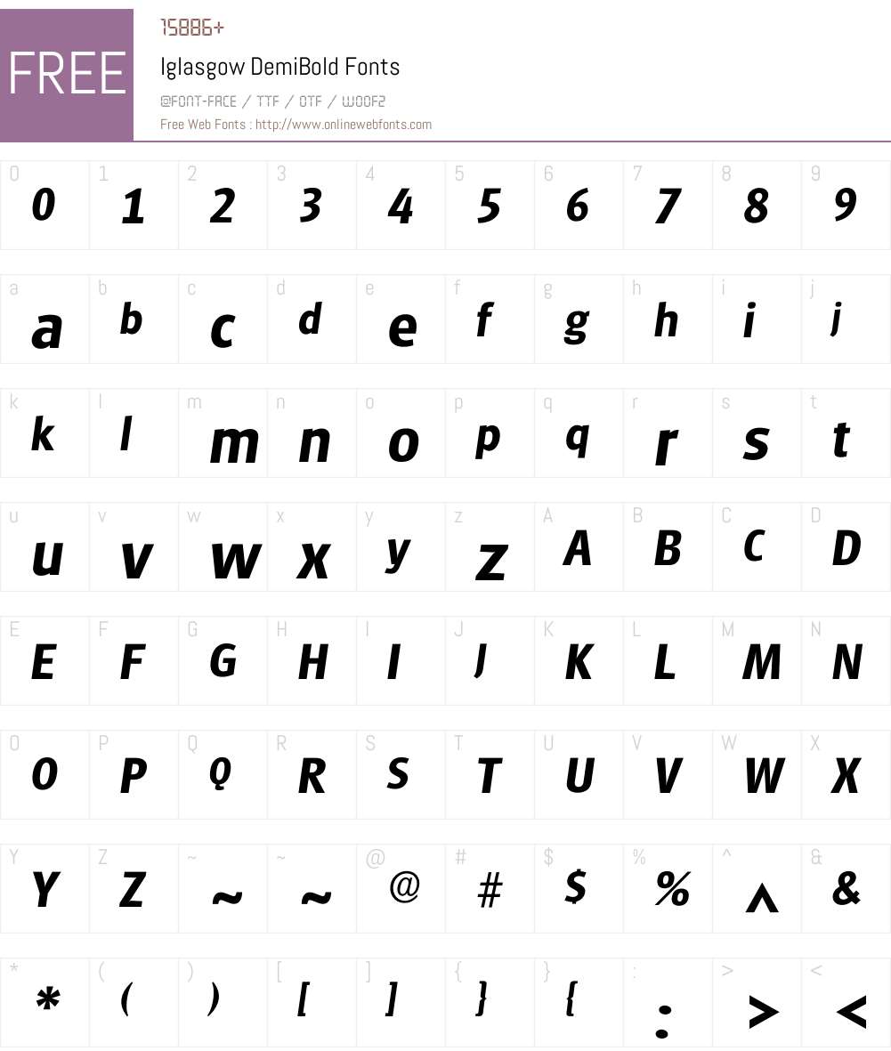 Iglasgow Font Screenshots