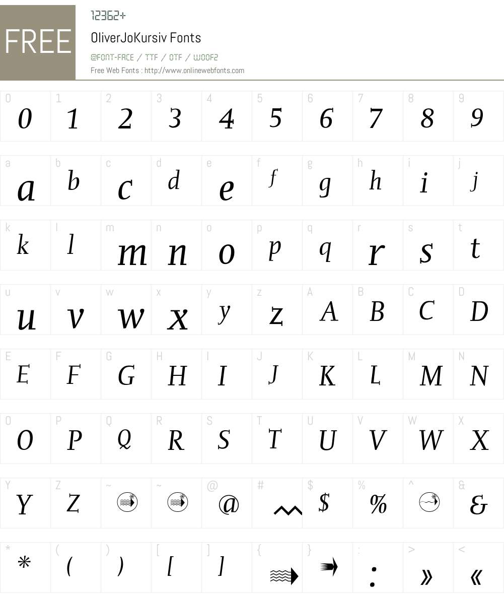 OliverJoKursiv Font Screenshots