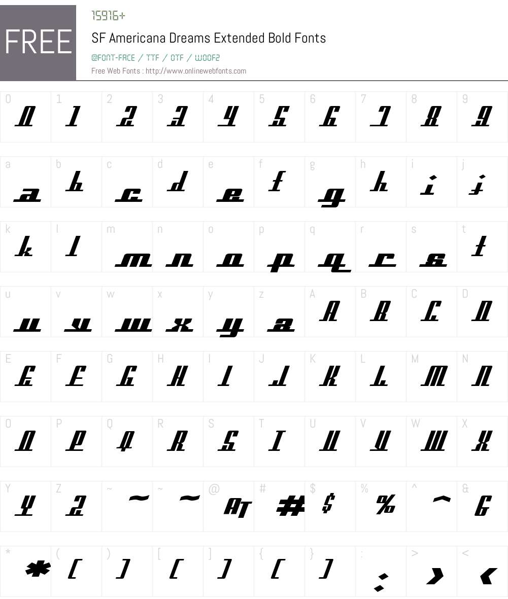 SF Americana Dreams Extended Font Screenshots