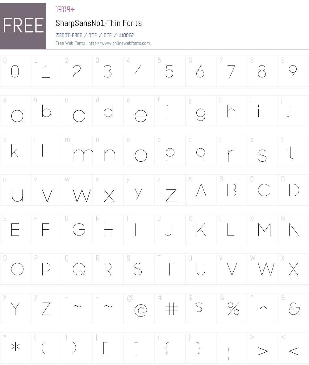 Sharp Sans No1 Thin Font Screenshots