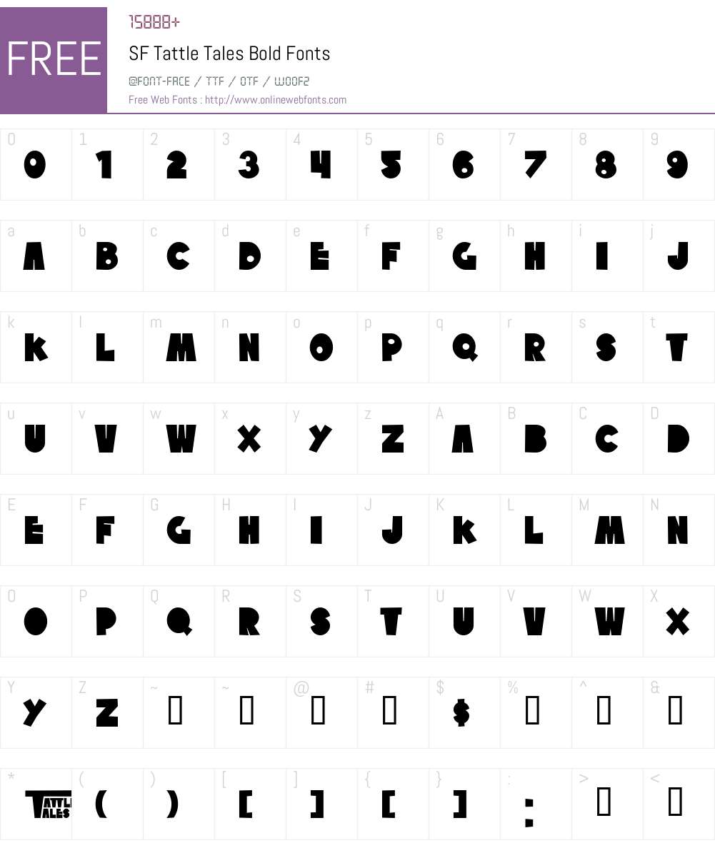 SF Tattle Tales Font Screenshots