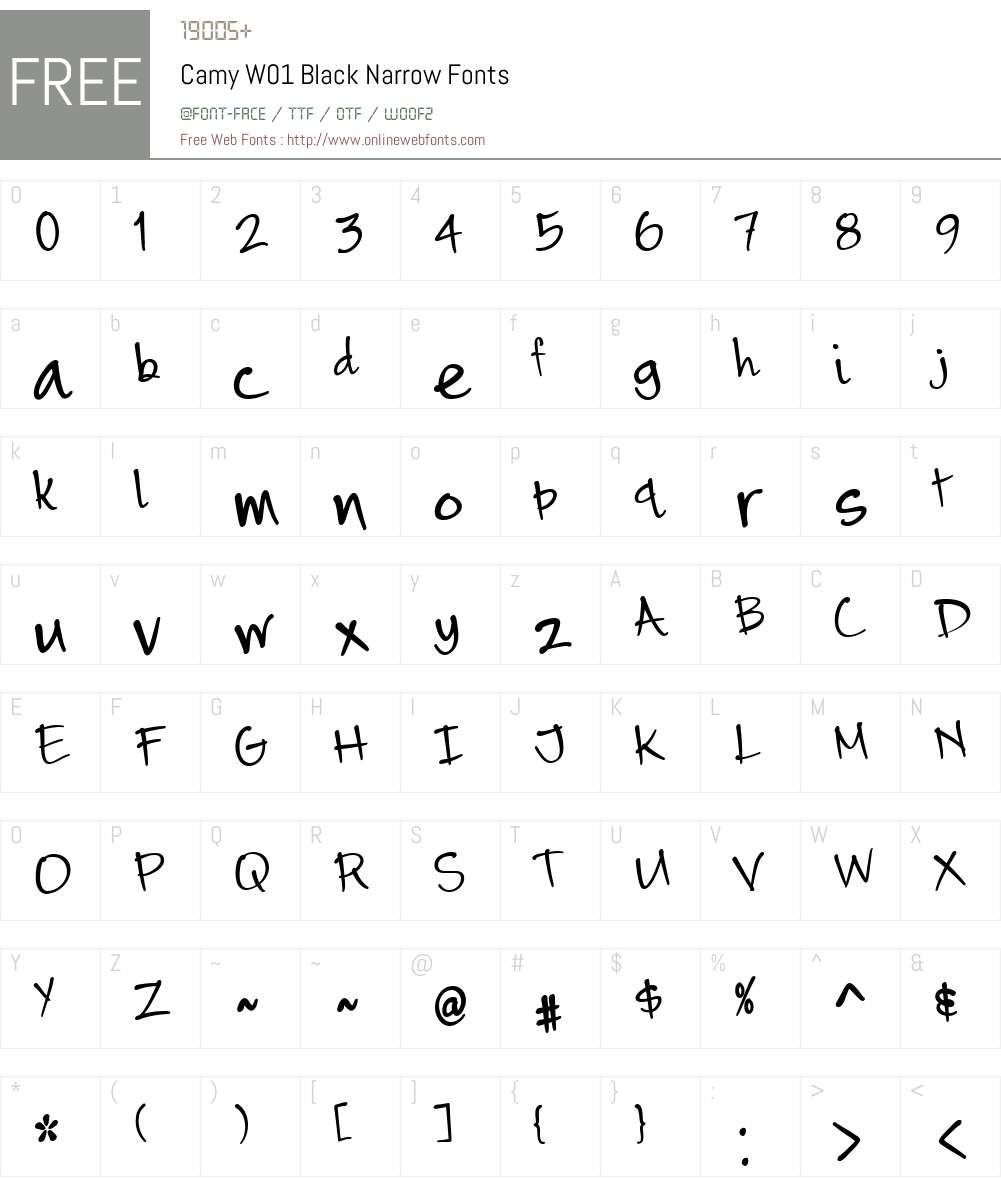 CamyW01-BlackNarrow Font Screenshots