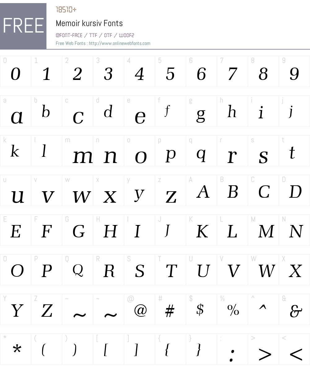 Memoir Font Screenshots