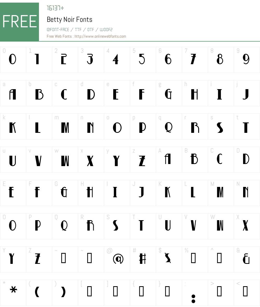Betty Noir Font Screenshots