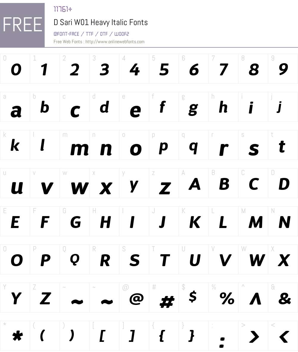 DSariW01-HeavyItalic Font Screenshots