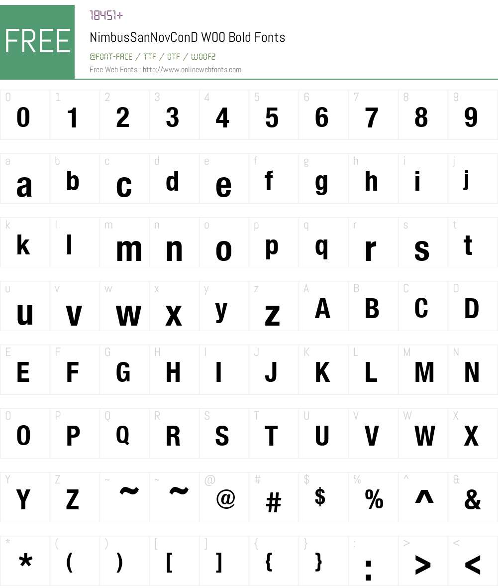 NimbusSanNovConDW00-Bold Font Screenshots