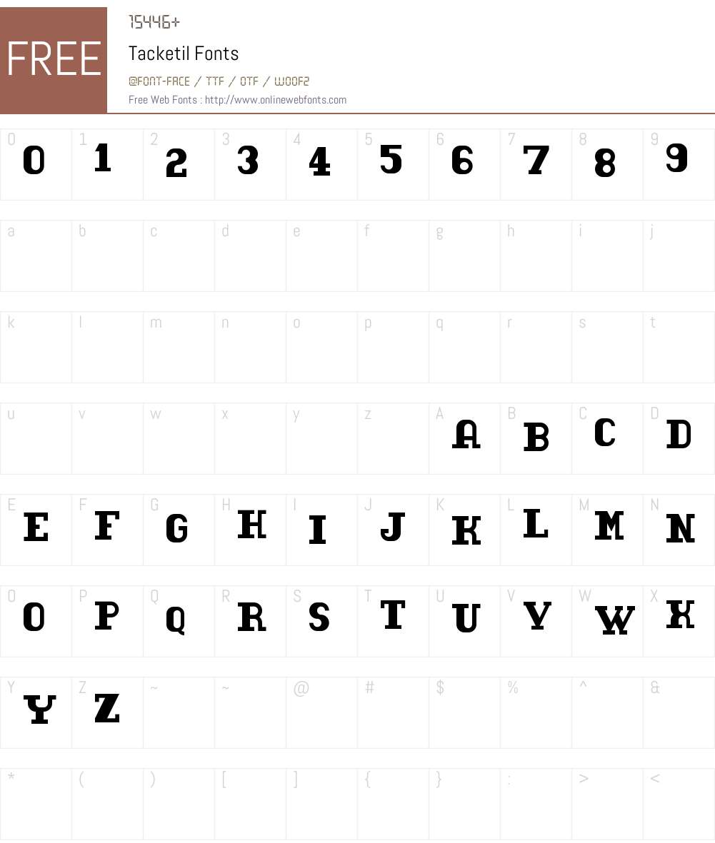 Tacketil Font Screenshots