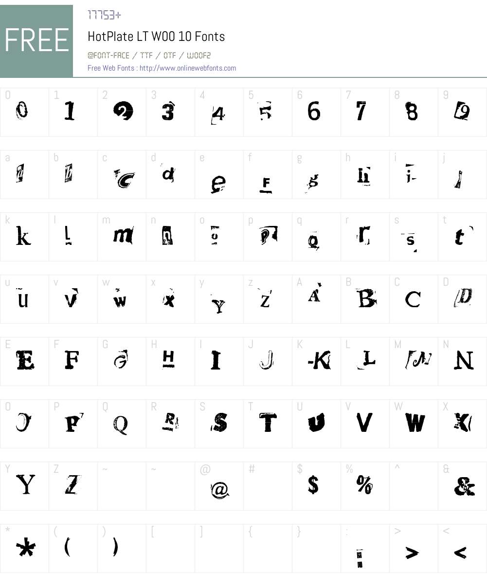 HotPlateLTW00-10 Font Screenshots