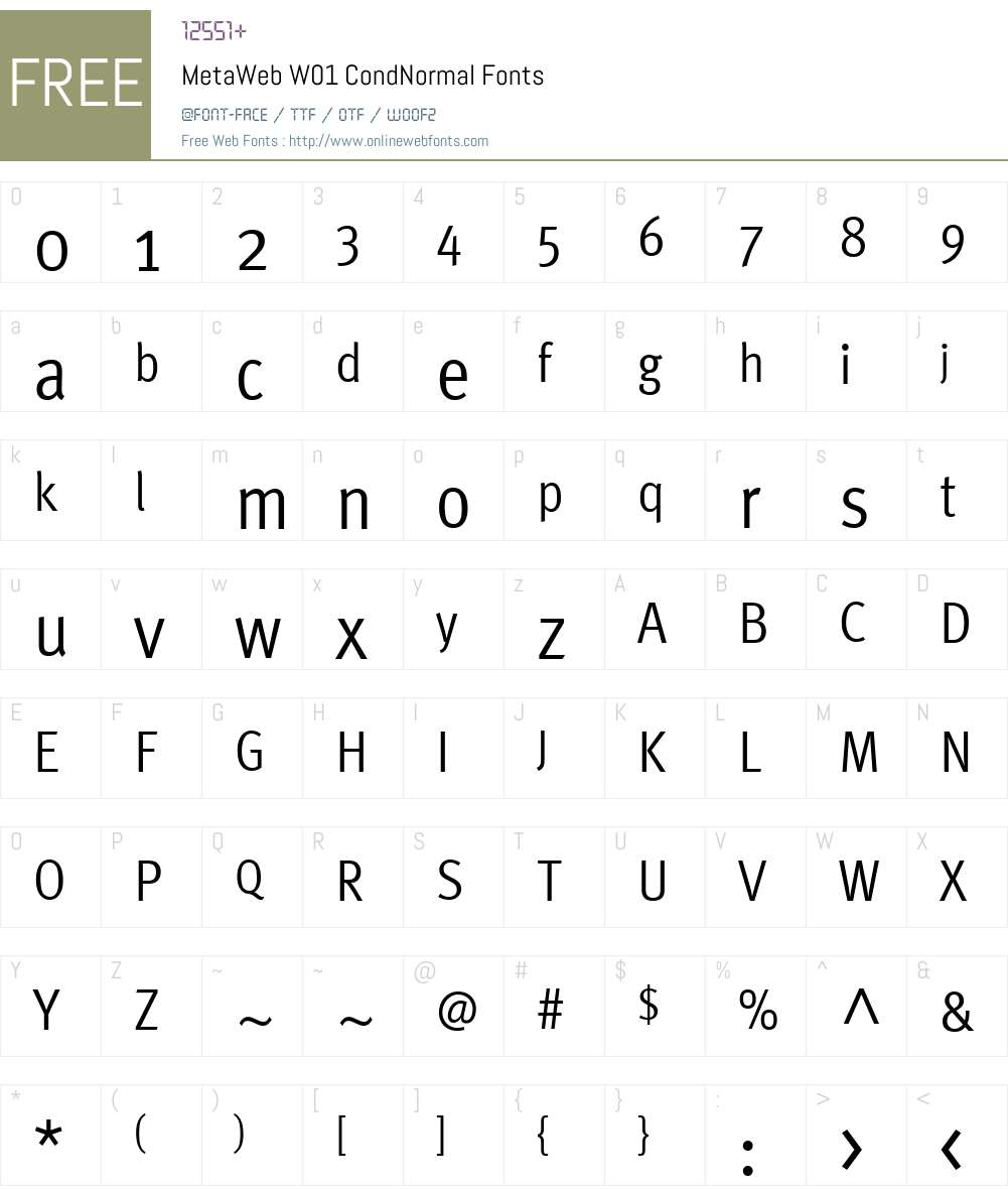 MetaWebW01-CondNormal Font Screenshots