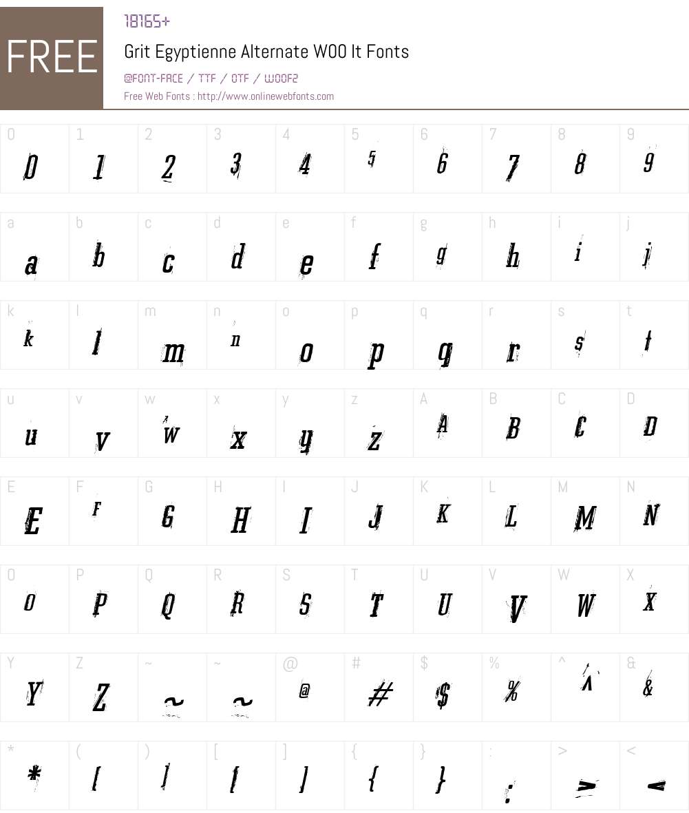 GritEgyptienneAlternateW-It Font Screenshots