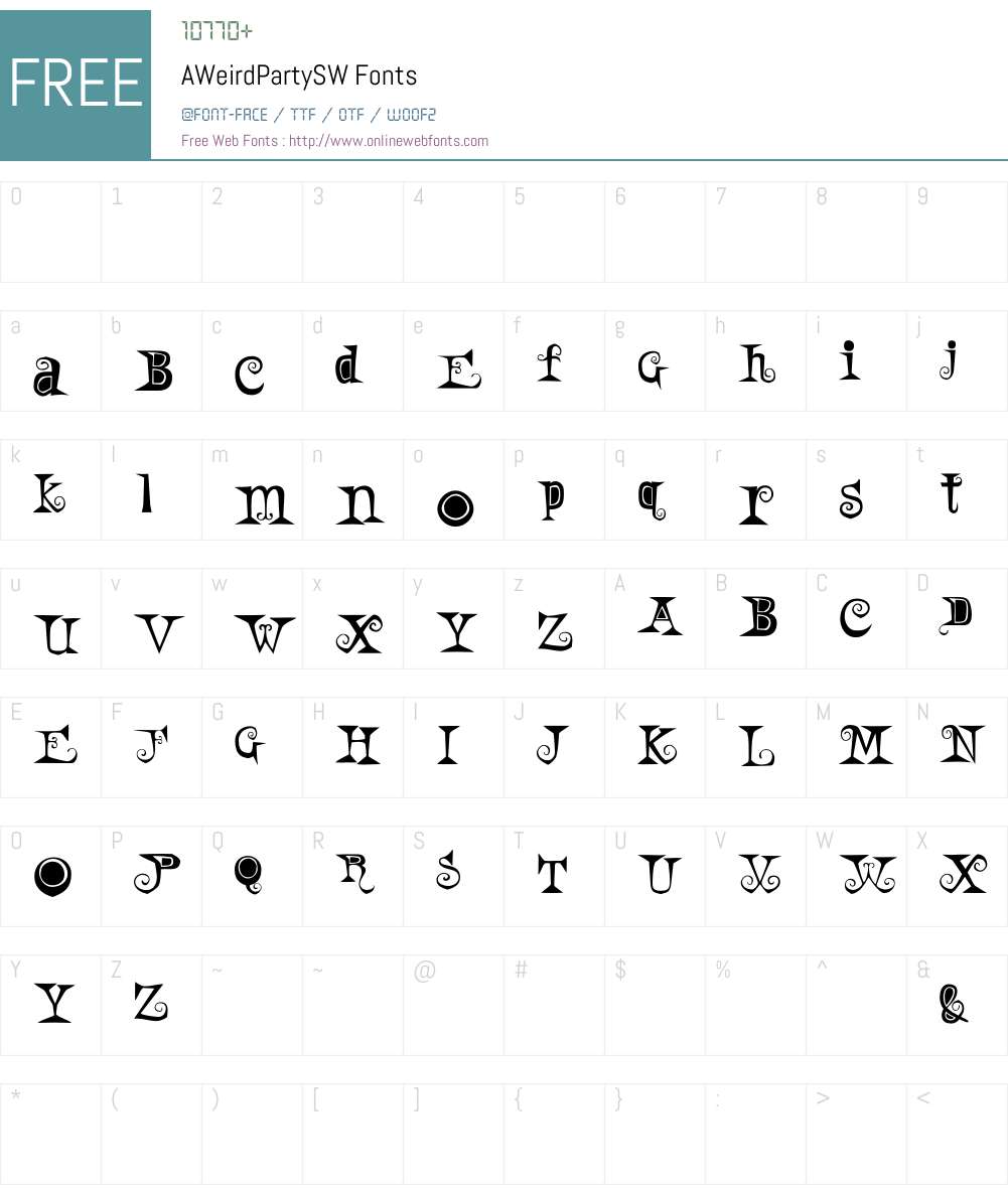 AWeirdParty Font Screenshots