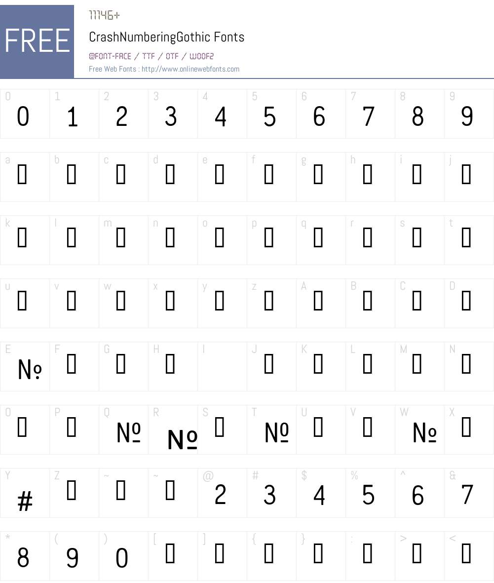 CrashNumberingGothic Font Screenshots