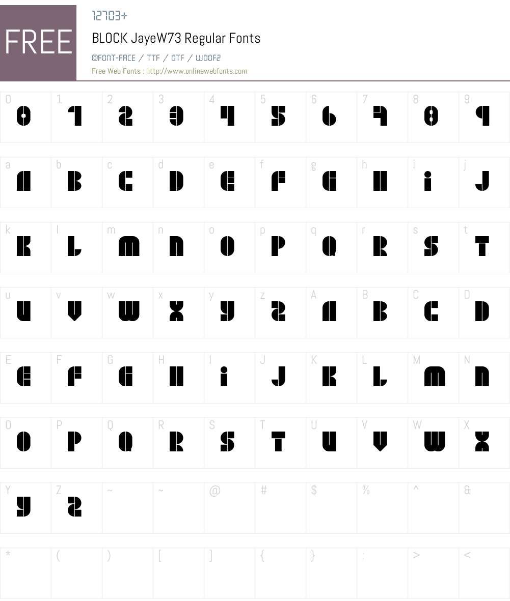 BLOCK JayeW73 Font Screenshots