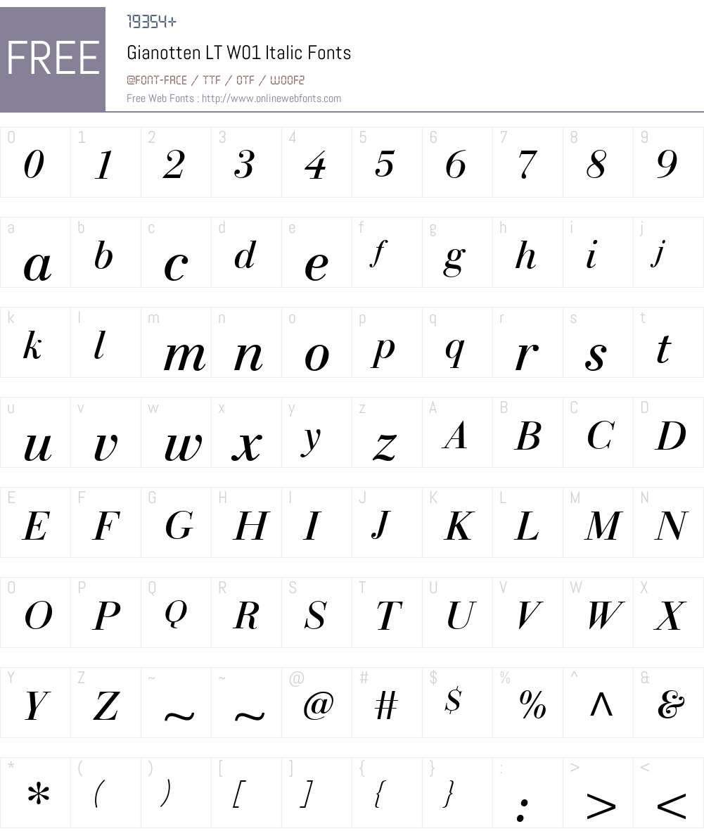 GianottenLTW01-Italic Font Screenshots