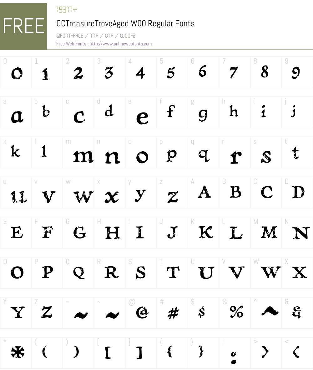 CCTreasureTroveAgedW00-Rg Font Screenshots