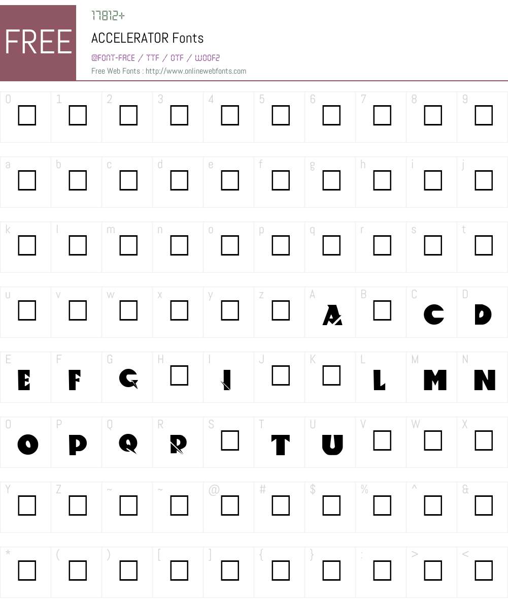 ACCELERATOR Font Screenshots