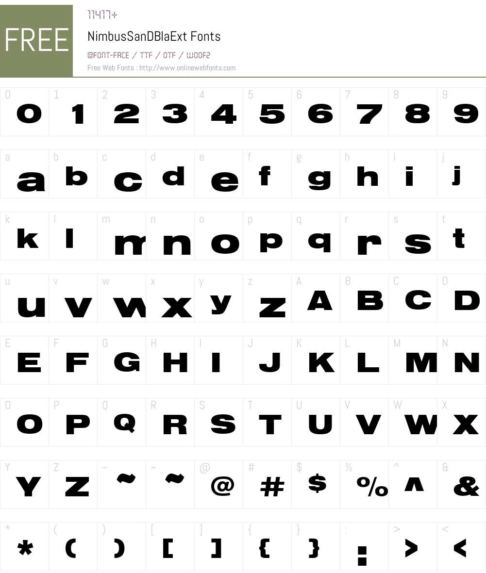 NimbusSanDBlaExt Font Screenshots