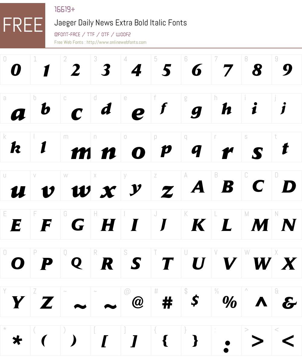 Jaeger Daily News Font Screenshots