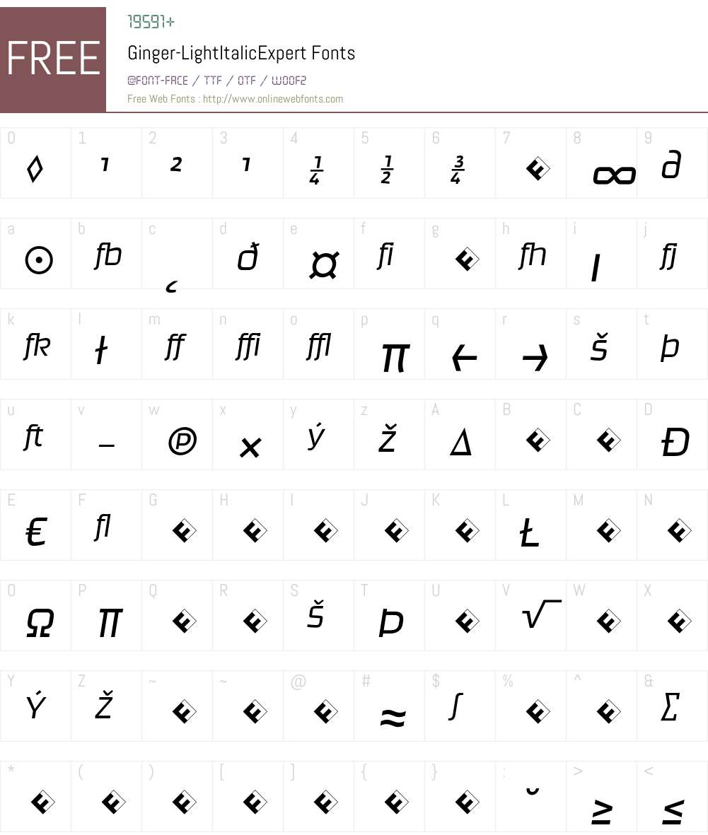 Ginger-LightItalicExpert Font Screenshots