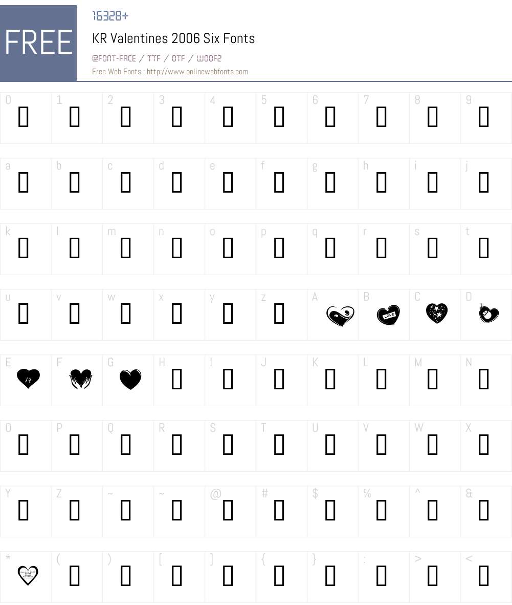 KR Valentines 2006 Six Font Screenshots