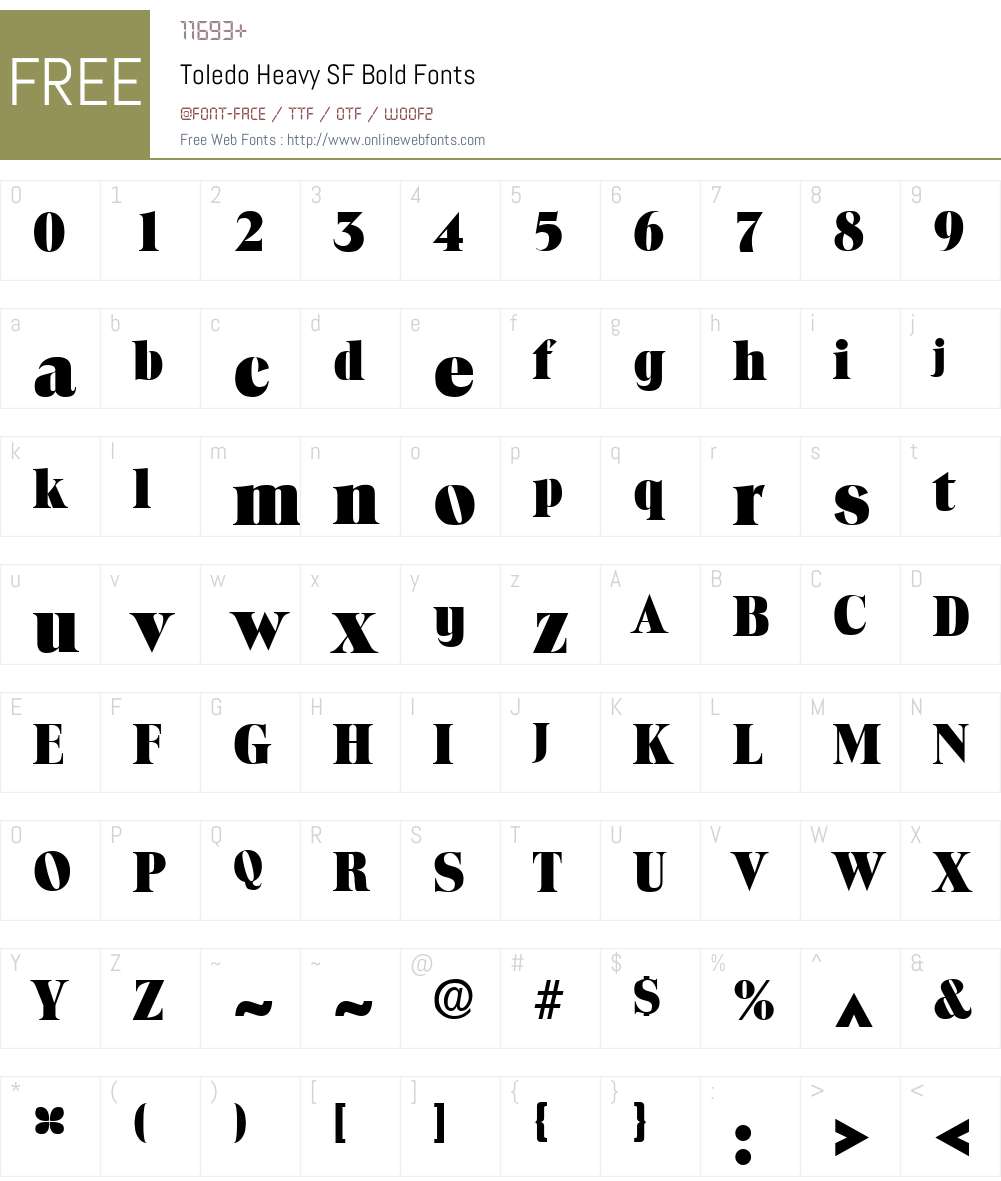 Toledo Heavy SF Font Screenshots