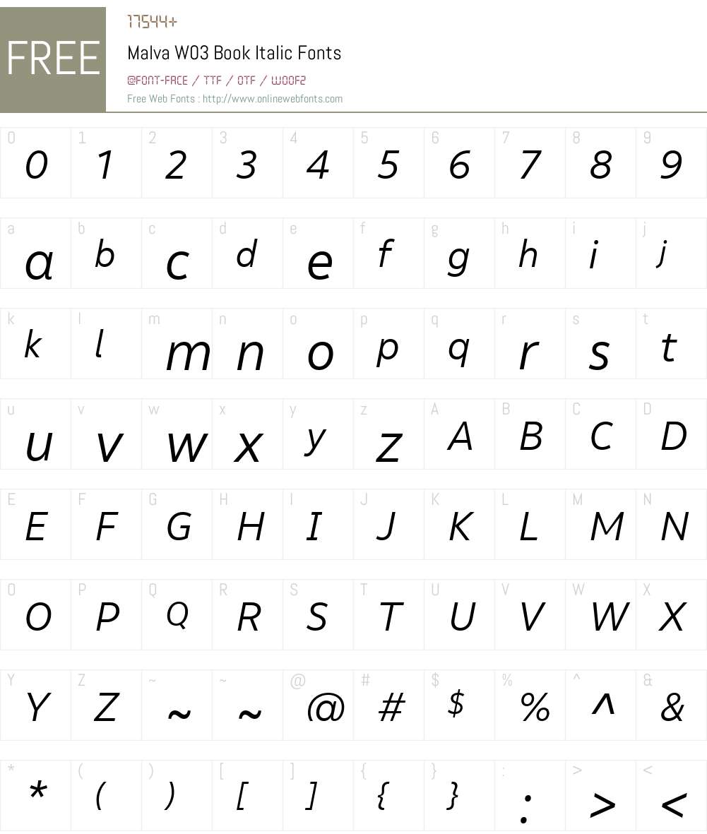 Malva Font Screenshots