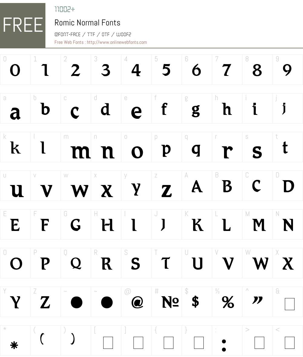 Romic Font Screenshots