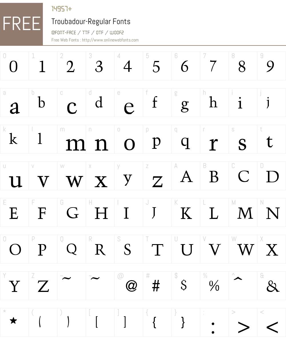 Troubadour Font Screenshots