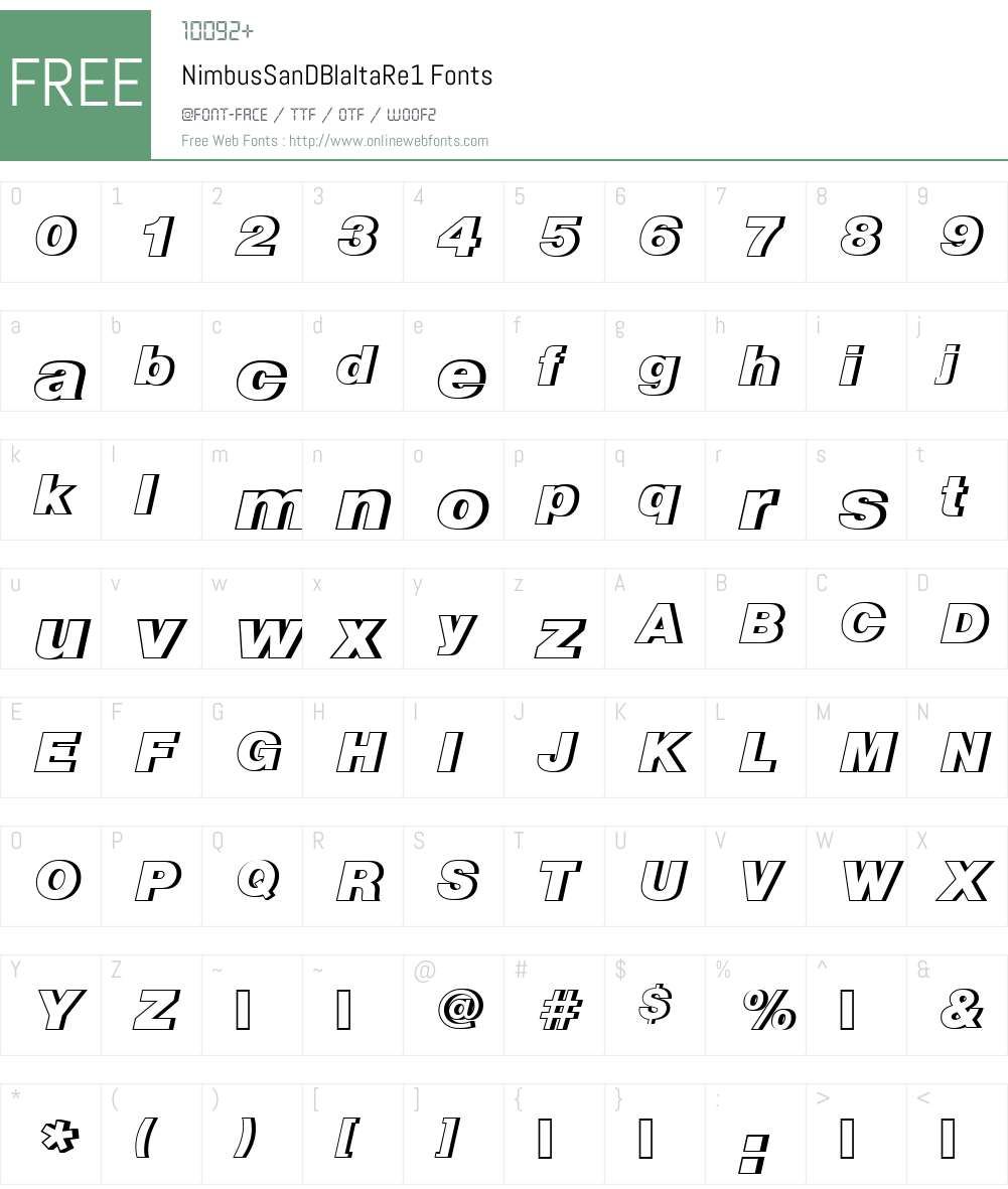 NimbusSanDBlaItaRe1 Font Screenshots